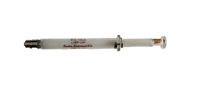 BD Yale Vintage 3cc Glass Hypodermic Syringe Plunger Leur Lok Tip Medical Shot