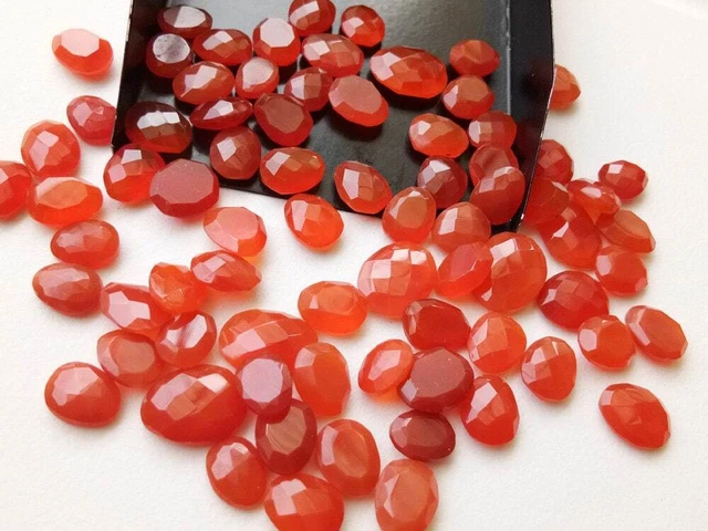 9mm Karneol Rose Schnitt Cabochons, Facettiert Flache Rückseite Cabochons