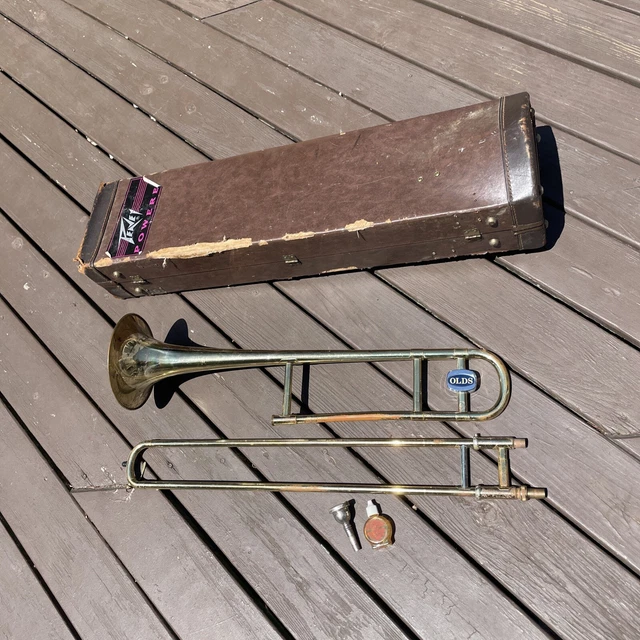 Vtg Olds Ambassador Fullerton California Brass Trombone Vincent Bach MouthPiece