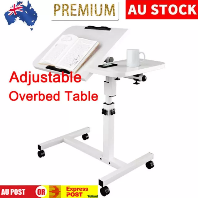 Overbed Table Adjustable Medical Care Over Bed Height Hospital Laptop Study Work