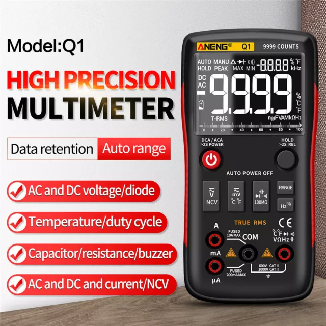 ANENG Q1 retroilluminazione multimetro portatile digitale tester tensione corrente AC/DC.