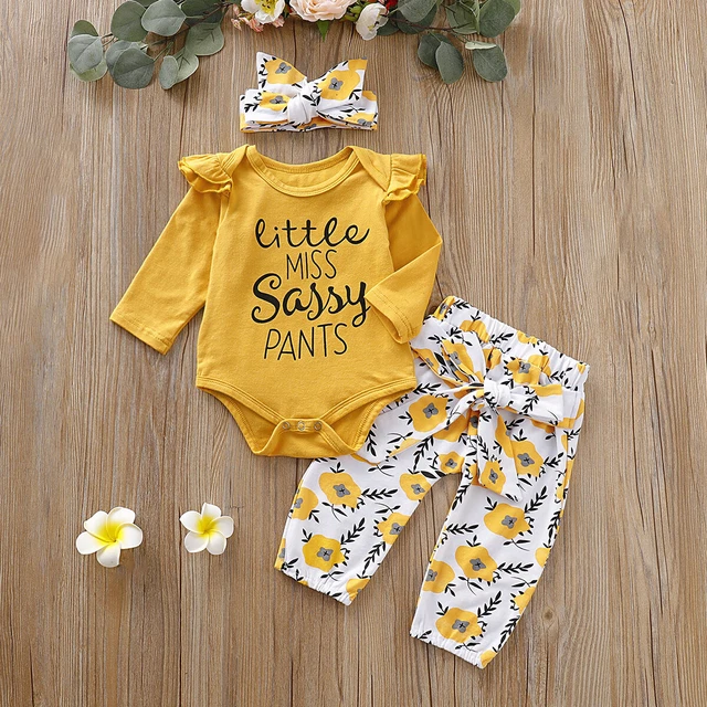 Top floreali a maniche lunghe a maniche lunghe per bambine neonate + pantaloni fascia abito carino Regno Unito 3