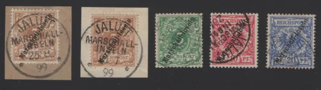 Dt. Kolonien Marshall-Inseln 1899, Nr. 1-4 mit 1a und 1b, gestempelt mit Attest