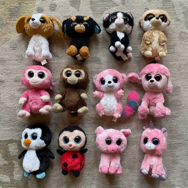 Ty Beanie Boos Lot | 12 Vintage, Solid-Eyes, Purple Tush Tags | EUC