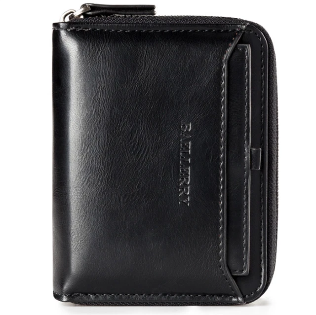 Men Women Faux Leather Zipper Closure Wallet Small Coin Credit Card Holder Purse