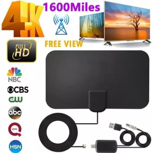 Antenne HDTV 4K 1080p 2023 Antenne Tv Intérieur Puissante Tnt Hd – 300Miles Gamme Antenne Tv Avec Amplificateur Smart Antenne 4K HDTV Gratuit