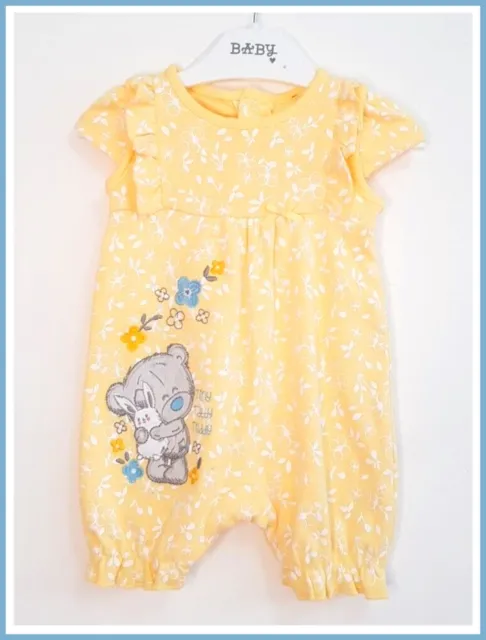 Tiny Tatty Teddy Baby Girls Newborn Romper Suit Yellow Character All In One NEW