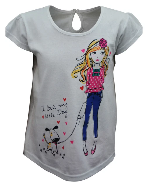 T-shirt bambina Matalan top cartone animato stampa bambina bianca età 6-18 mesi