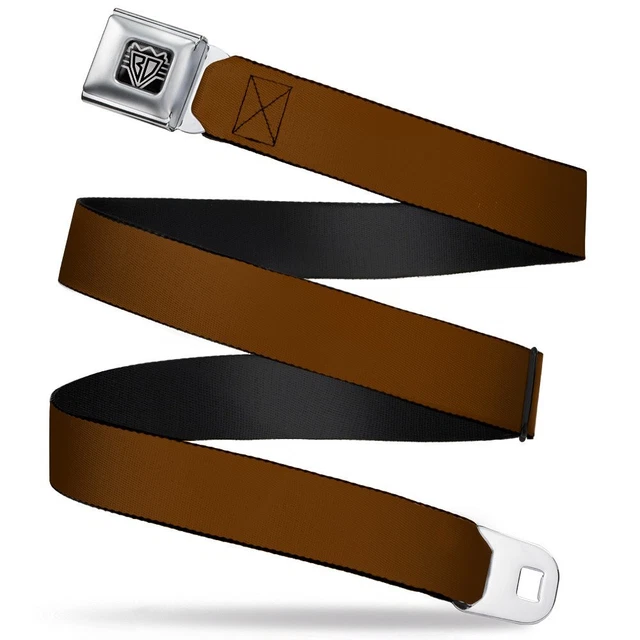 BD Wings Logo Brushed CLOSE-UP Black Silver - 1.0 Seatbelt Belt - Brown Seatbelt