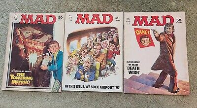1975 Mad Magazine Lot, April 174, July 176, Sept 177 Death Wish Inferno Airport