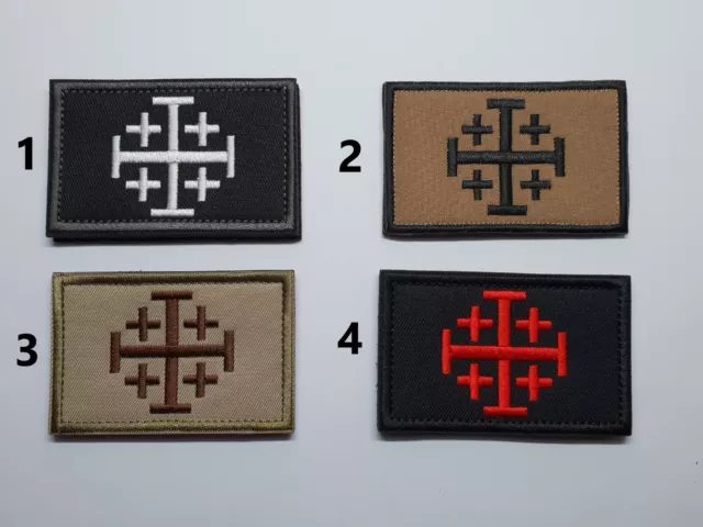 1pc Jerusalem cross Hook and Loop Patch Badge Tactical Morale military Crusades