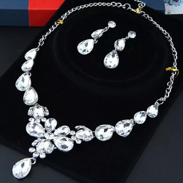 Bridal Wedding Jewelry Set Crystal Rhinestone Diamante Necklace & Earrings