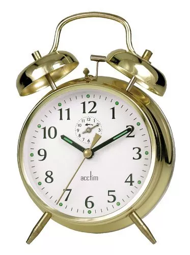 Acctim Key wound Saxon Gold Alarm Clock Luminous Battery Free Old Traditional