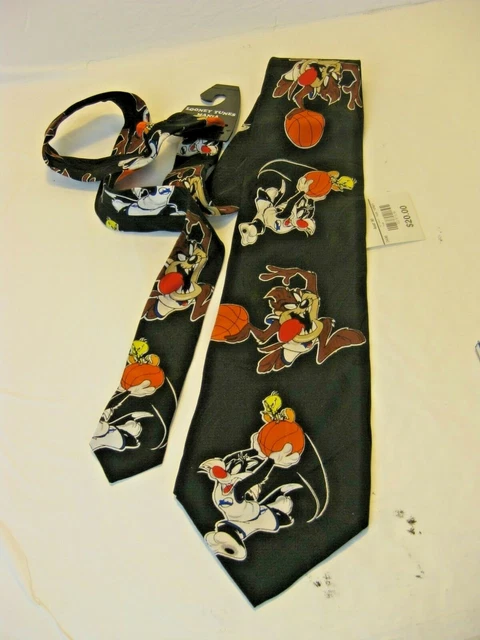 Space Jam Tasmanian Devil Sylvester Tweetie Bird Basketball Tie 1996 Vintage NEW