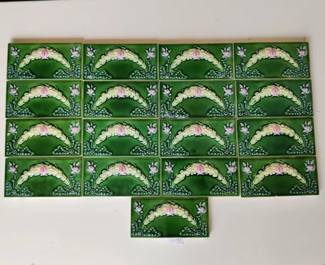 Vintage Architecture Tile Embossed Garland Design Nouveau Border Japan-Set of 17