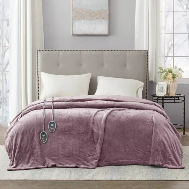 Luxury Solid Lavender Electric Heated Plush Year Round Blanket - ALL SIZES