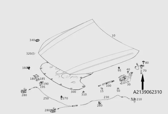 Original Mercedes-Benz Airbag Aktuator Motorhaube. E-Klasse W213, 238, CLS W257
