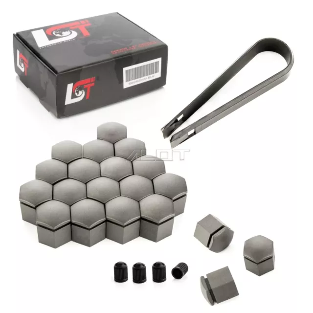 20x Tapas Cubierta Tapones de Tornillos de Rueda Kit Gris 19MM