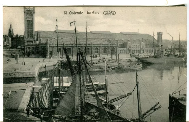 Belgique Ostende La Gare Stacie Chemin de Fer Station Ghlin Carte Postale