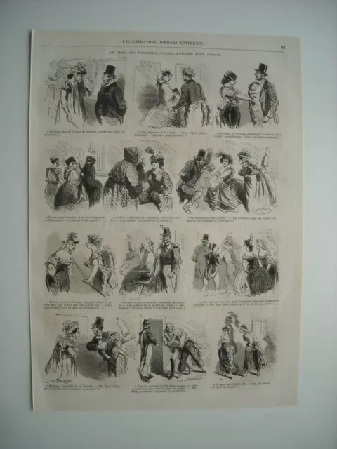 Caricatures 1863. Au Bal De L’opera, Par Cham. 12 Caricatures Avec Legendes.