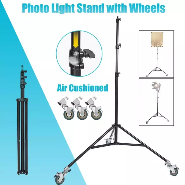 Studio Photo Heavy Duty Light Stand 230cm Pro Air Cushioned Tripod with Wheels