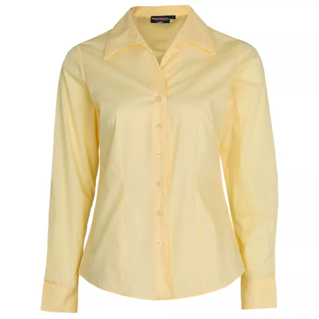 Ladies Womens Plain Long Sleeve Sleeve Work Shirt Collar Office Blouse 6-30