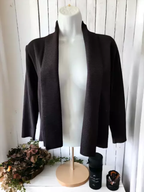 CALVIN KLEIN Women's Black 3/4 Sleeve Open Shrug Cropped Cardigan Sweater SM EUC