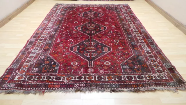 Large  PERSAIN CARPET RUG HAND MADE Oriental living Room Vintage 10ft 3" x 7ft