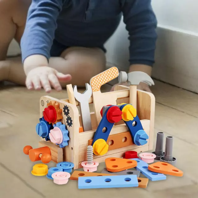 Wooden Tool Box Develops Fine Motor Skills Gift Tool Set for Kids Toddlers