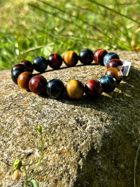 Bracelet Yin Yang Bouddha En Howlite & Oeil De Tigre - Artisanat Thaï - Neuf Étiqueté