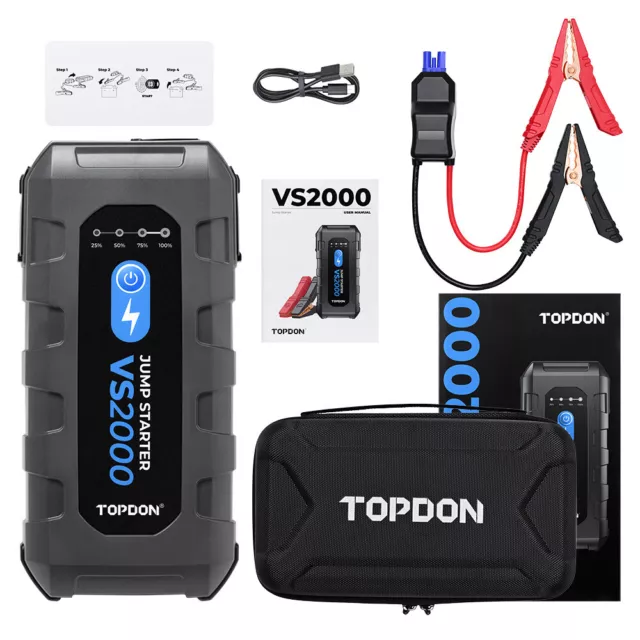 TOPDON VS2000 16000mAh 2000A Auto Starthilfe Booster Powerbank 12V Jump Starter