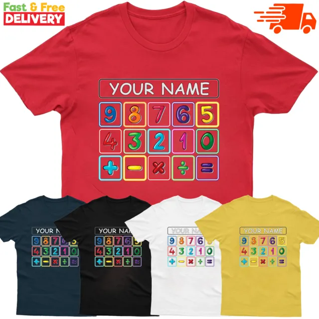 T-shirt personalizzata calcolatrice numero giorno bambini matematica simboli ragazzi ragazze maglietta top