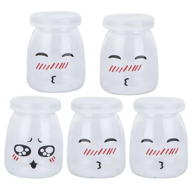 5 Pcs Glass Pudding Jar Mini Bottle with Lid Spare Jars Lids