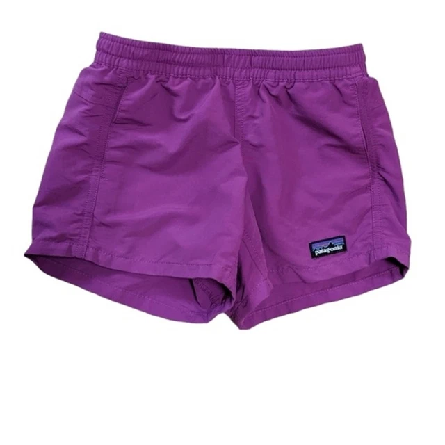 Patagonia Baggies Shorts Girls Small Purple Nylon Pull On Casual Athletic Sports