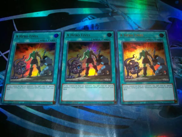 3x A Hero Lives 1st Edition Ultra Rare MAMA-EN081 Yu-Gi-Oh!