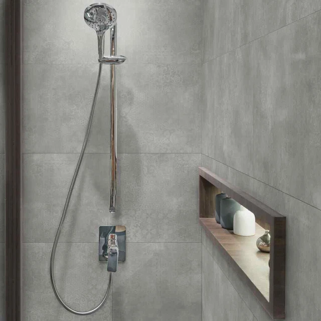 Grosfillex 5 x piastrelle da parete cemento fiori 45 x 90 cm grigio rivestimento da parete piastrelle grandi