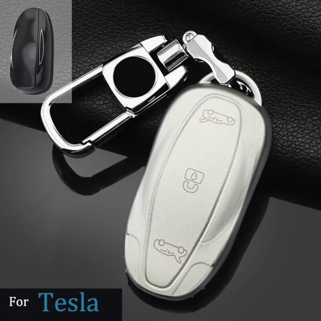 Leather TPU Smart Key Fob Cover Case Shell Bag Accessories For Tesla Model 3 S