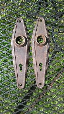 Vintage Art Deco Victorian Door Knob Lock Plates Pair nice