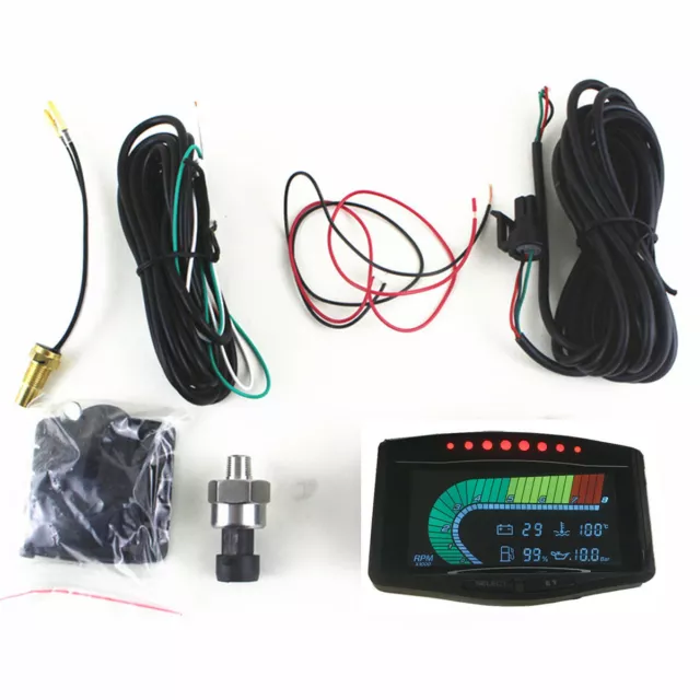 Multi-function Car Guage Meter Oil Pressure Volt Water Temp Fuel Tachometer Rpm