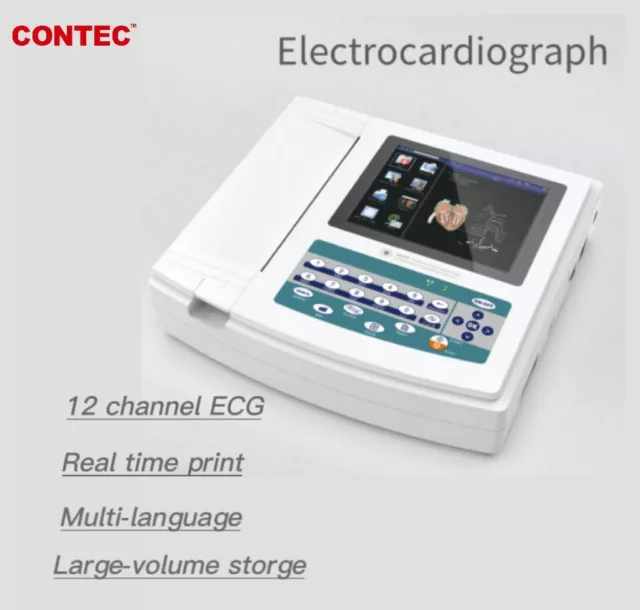 CE FDA Touch Electrocardiograph EKG ECG Machine 12 Lead ECG ECG1200G Printer