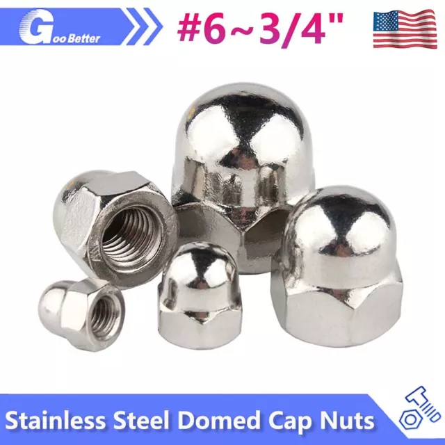 UNC Acorn Nut Hexagon Domed Cap Nuts #6 #8 #10 1/4" - 3/4" Stainless Steel A2/A4