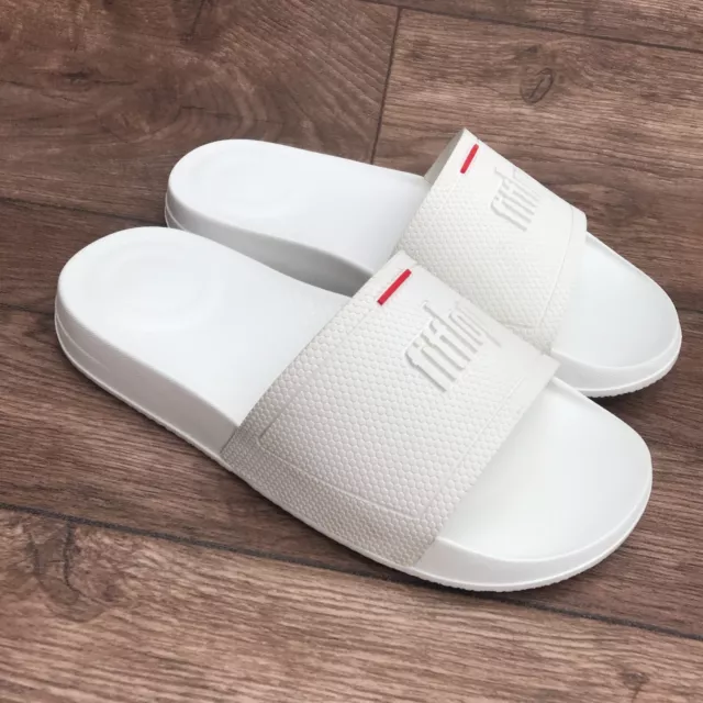 Size Uk 3 Fitflop Iqushion Pool Slides Off White Moulded Rubber Sandals