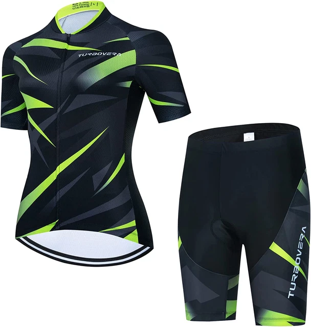Turbovera Completo Da Ciclismo Donna, Magliatte+Pantaloncini Set  Traspirante