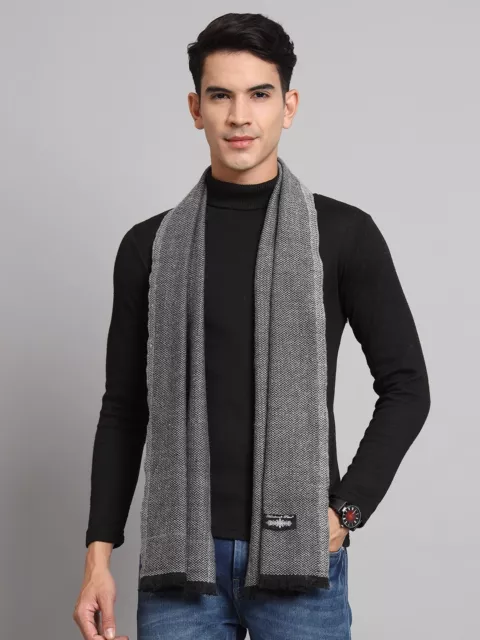 Hombre Mujer Invierno Cálido India Hecho 100% Cachemir Bufandas Tartán Lana Gris