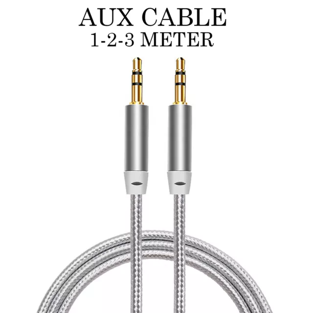 Headphone Aux Cable Audio Lead 3.5mm Jack to Jack Stereo PC Car Male 1m to 3m