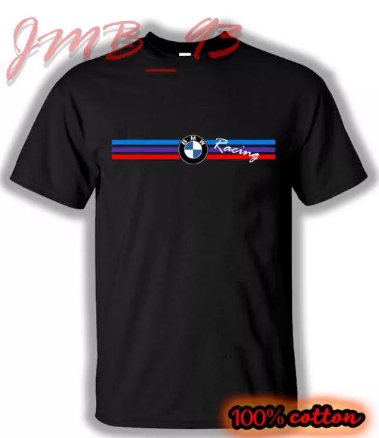 New Tshirt BMW Racing Logo T-Shirt Heavy Cotton Short Sleeve Size USA