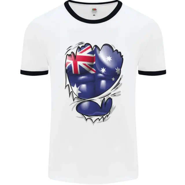 T-shirt da uomo bianca palestra bandiera australiana muscoli Australia