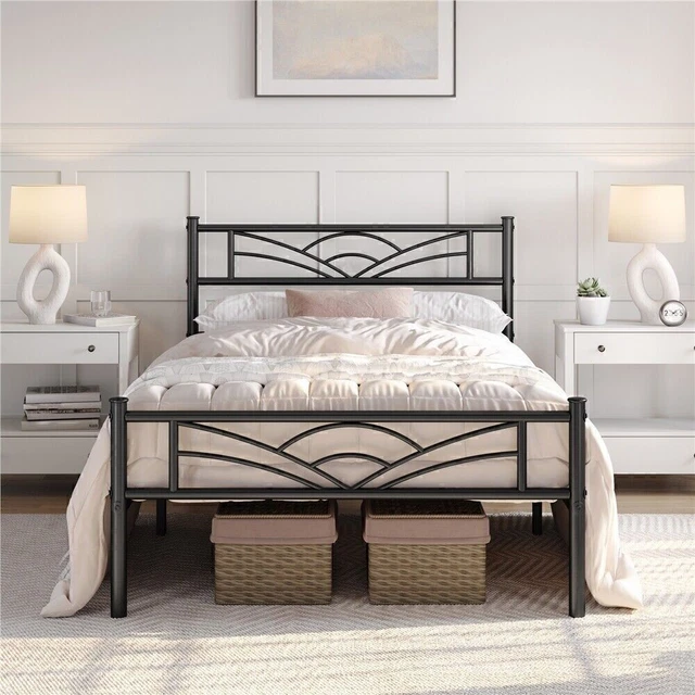 Luxurious Steel Bed Frames Reference: 5Ft Luxury Metal Bed Frame With Headboard And Footboard Heavy
