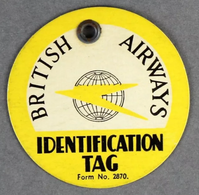 British Airways / Boac Vintage Airline Luggage Label Baggage Bag Tag - Yellow