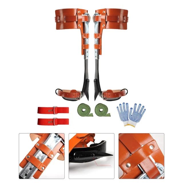 Tree Climbing Tool Set with Belt Adjustable Steel, Durable Sturdy Pole Climbing